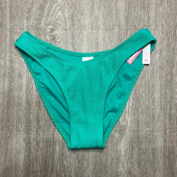 NWT Xhilaration Juniors Green High Leg Bikini Bottom Size Large - Picture 1 of 4